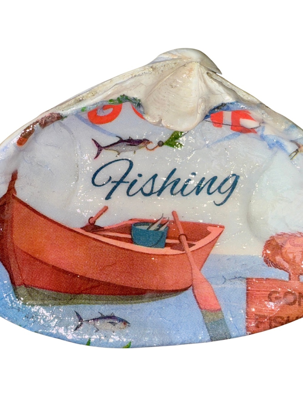 Fishing Decorative Shell Dish - 7” Shell